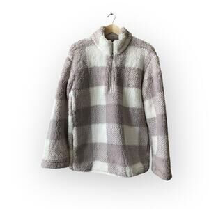 NEW ZESICA Women's Autumn Zipper Sherpa Fleece Pull Over‎ Sweater Jacket Gray M